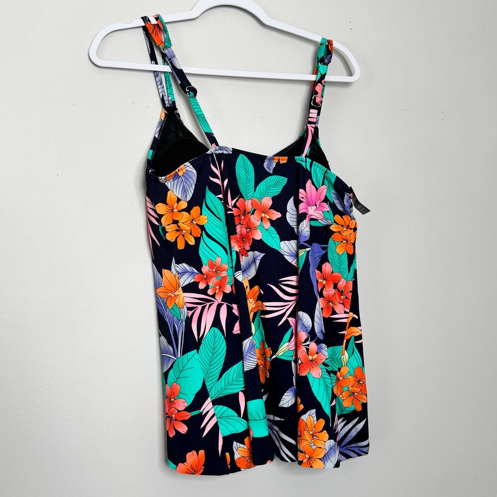 Swim Solutions Printed Princess Tankini Top Double Strap Plus Size 14 NWT - Picture 4 of 10